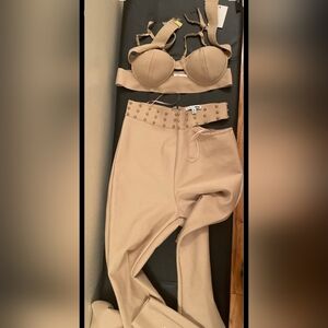 Fashion Nova Beige Two-Piece Set